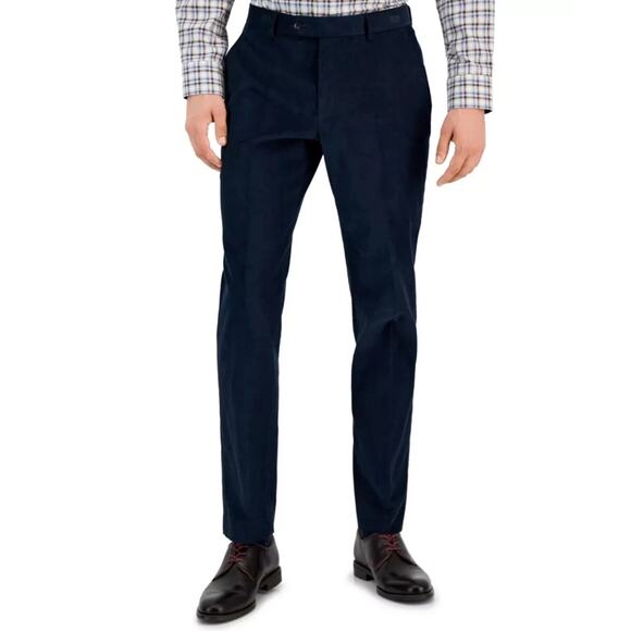 Tommy Hilfiger Men's Solid Navy Corduroy Cotton Modern-Fit Pants Size 40x32 - Picture 1 of 5
